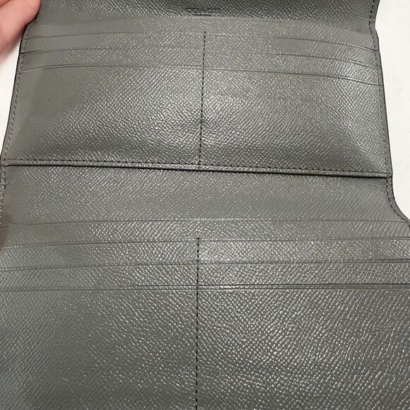 Coach Pebbled Gray Leather Slim Envelope Wallet Clutch snap closure - Picture 6 of 14